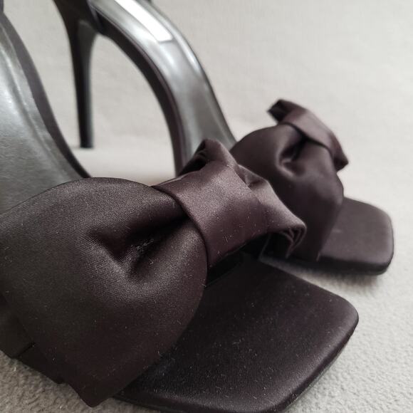 Steve Madden Trusty Sandal Heels in Black Size 10‎ SMAD-WZ1170 Black Tie Bow - Picture 11 of 13